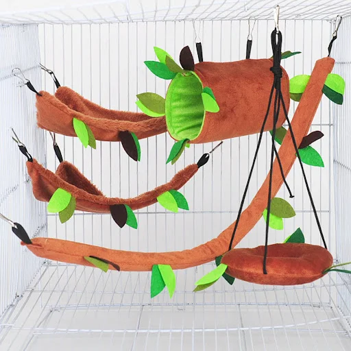 Cute Plush Cotton Hamster Hammock Hammock for Rats Rodent Small Animal Guinea Pig Ferret Double-layer Nests Pets Supplie