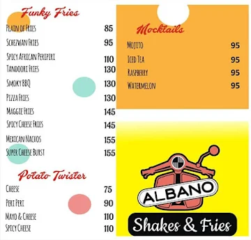 Albano Shakes & Fries menu 