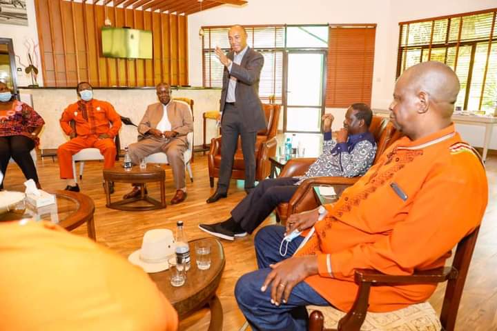 Former Gatanga MP Peter Kenneth speaks during a meeting at ODM leader Raila Odinga's home