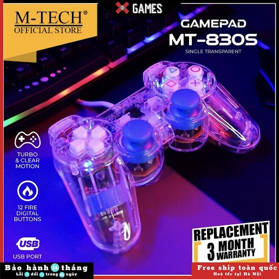 Nâng Cấp Led + Rung Tay Cầm Chơi Game Pc Cổng Usb Có Đèn Led + Rung Trong Suốt Ucom Chơi Fo4, Genshin Impact, Pes 2022