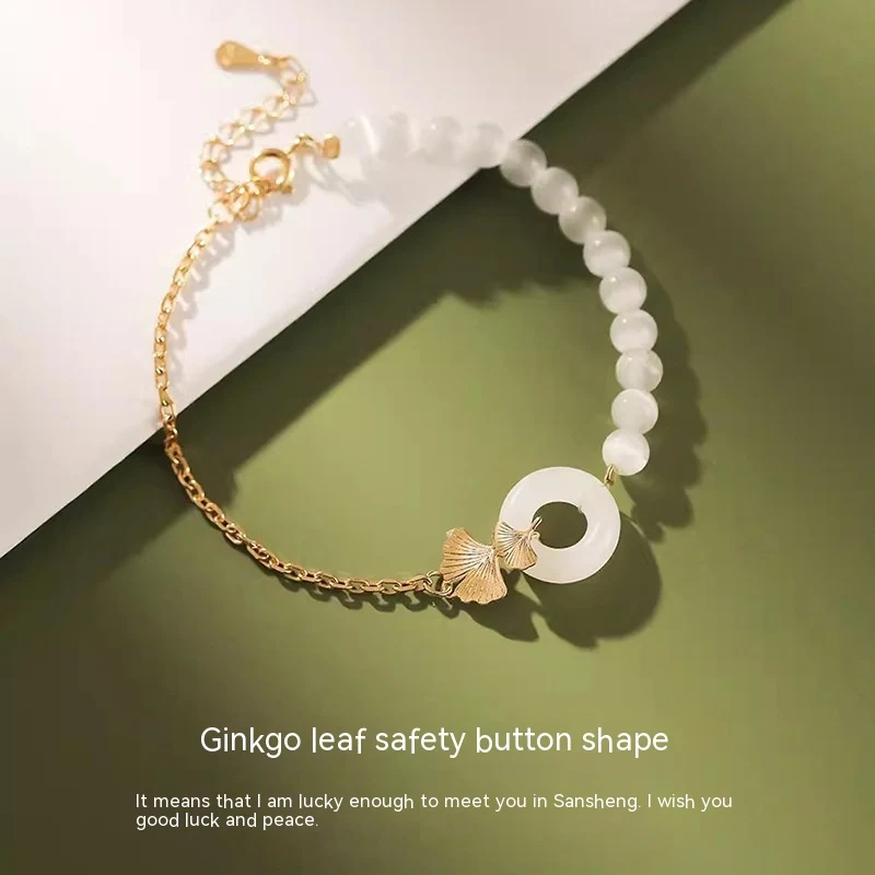 Bracelet en Argent Sterling avec Boucle de Paix en Jade Hetian