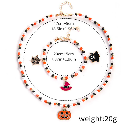Title 9, Halloween Ghost Pumpkin Necklace Horror Bracele...