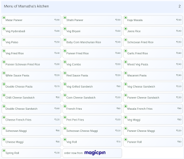 Mamatha's kitchen menu 