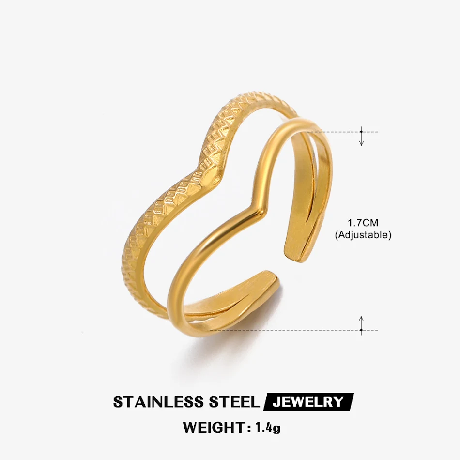 Anello da donna in acciaio al titanio con apertura regolabile Design selvaggio Gioiello resistente e confortevole per un look unico e di tendenza