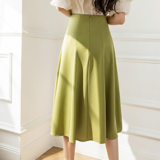 Title 5, Womens mid-length high-waist slim-fit dress. A...