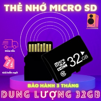 Thẻ Nhớ Microsd Class 10 Tốc Độ Cao (Đen) 32Gb, Bảo Hành 3 Tháng