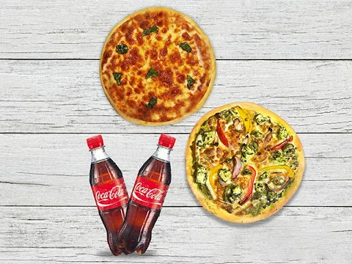 Pesto Paneer Pizza + Margherita Pizza