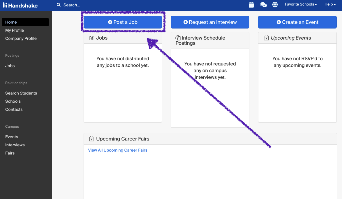 Screenshot highlighted the "post a job" button
