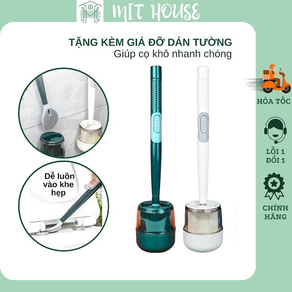 Cọ Bồn Cầu Silicon Mit House, Cọ Chà Toilet Thông Minh Gắn Tường Có Bình Chứa Xà Phòng Tiện Lợi