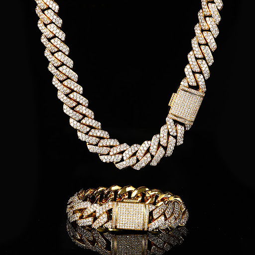 Title 12, Hip Hop 15mm Double Row Zircon Diamond Cuban Ch...