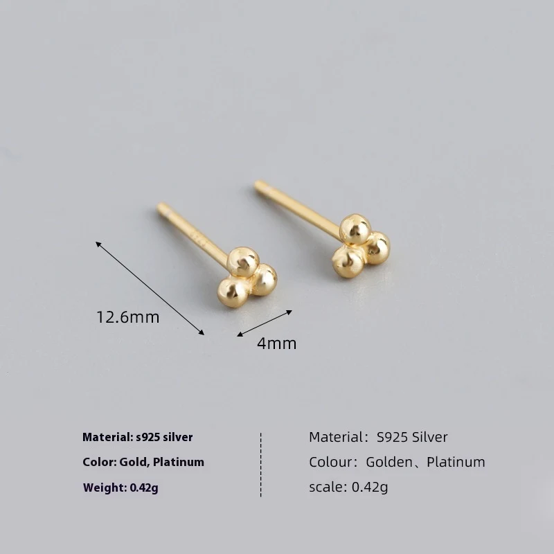 Orecchini a lobo in argento S925 a pois semplici e freschi per studenti — Accessorio perfetto per un look quotidiano, comodo ed elegante.