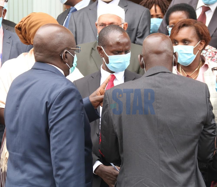 Stake holders address media at the Kenya Institute of Curriculum Development Studies Nairobi on 8th July 2020./WILFRED NYANGARESI