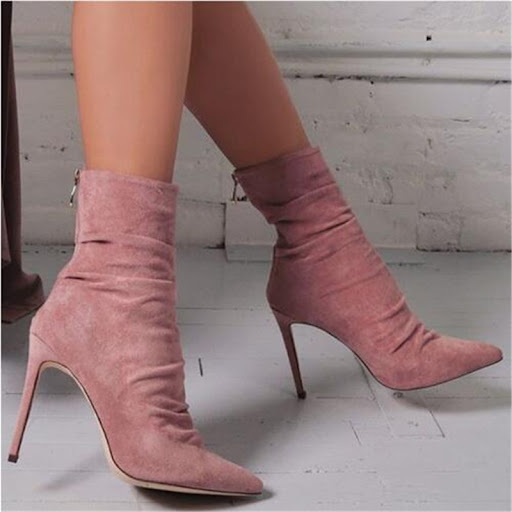 Title 7, New wrinkled suede light high heel boots for au...