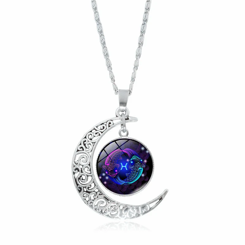 Sterrenbeeld Ketting Zodiac Tijdsteen Maan Glazen Hanger Cadeau Sieraden Betoverend
