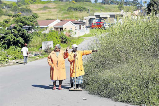 DANGEROUS: Two former Community Work Programme members show the place Duncan Village residents fear shelters criminals Picture: STEPHANIE LLOLYD