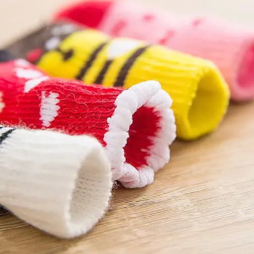 4pcs Spring Winter Warm Anti Slip Socks Puppy Dog Socks Soft Pet Knits Socks Cute Cartoon Puppy Shoes Small Medium Dogs 