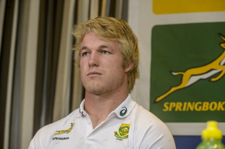 Pieter-Steph du Toit of the Springboks during the Springboks team announcement media conference at Livorno Room, Tsogo Sun Montecasino on May 30, 2018 in Johannesburg, South Africa.