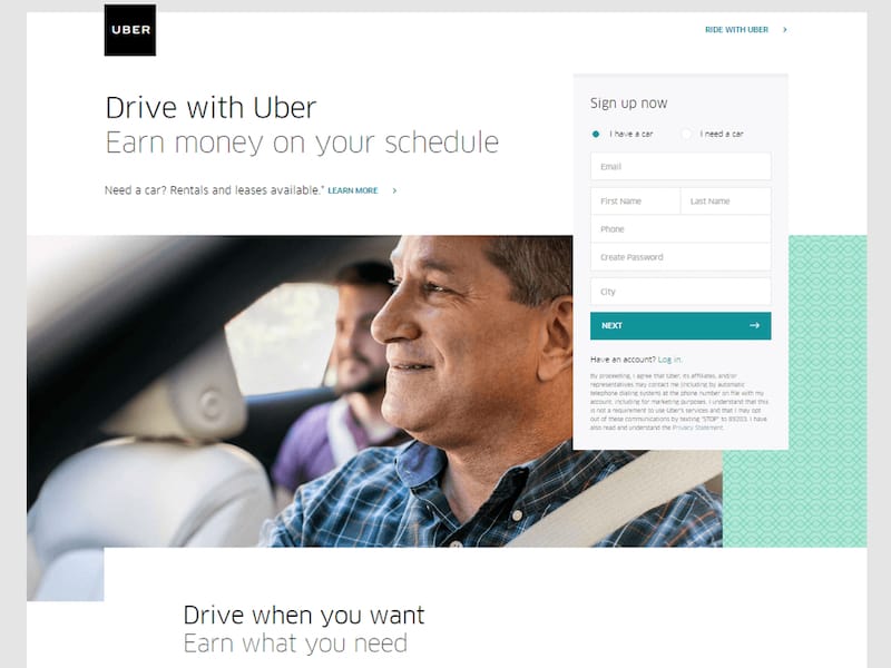 Página de inicio de Uber: Amazon Associates  