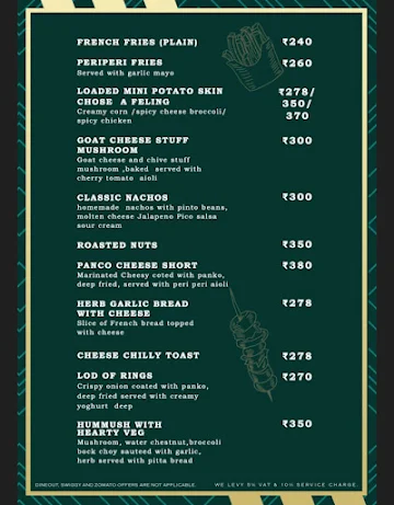 House of Bottles menu 