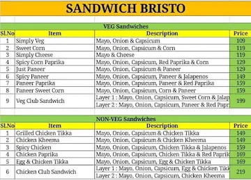 Sandwich Bistro menu 