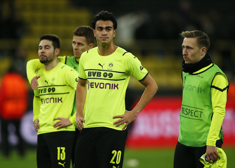 Borussia Dortmund's Reiner looks dejected after defeat by Rangers