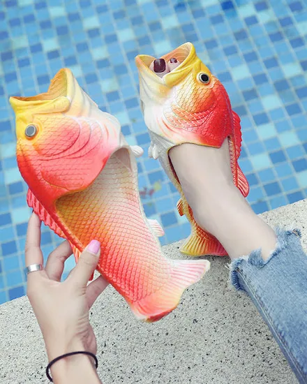 Open Toe Funny Male's Footwear Women's Fish Slippers Outd... - 1