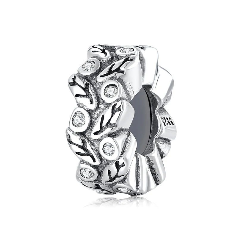 Bracciale fai-da-te con perline distanziatrici in argento S925 e perline a fiore con diamanti, accessori per gioielli unici.