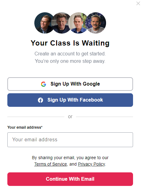 MasterClass - Enter Your Email