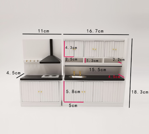Title 1, Two-piece European-style dollhouse kitchen cabi...