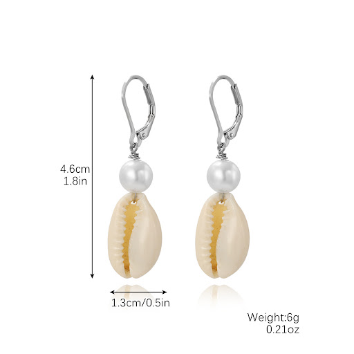 Title 4, Marine Shell Earrings Natural Pearl Women. Ocea...