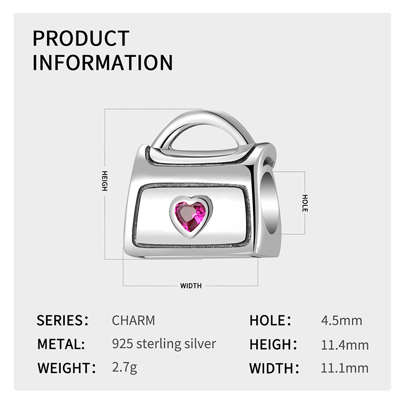 Title 3, Love Handbag Beads S925 Srebro Sterling Srebrni...
