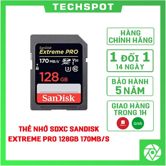 Thẻ Nhớ Sdxc Sandisk Extreme Pro 128Gb Uhs - I U3 4K V30 170Mb/S - Model 2019 (Sdsdxxy - 128G - Ancin)