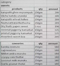 Kamarakattu menu 1