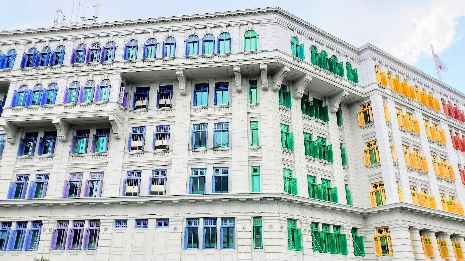 Old Hill Street Police Station, the building with the colorful rainbow windows