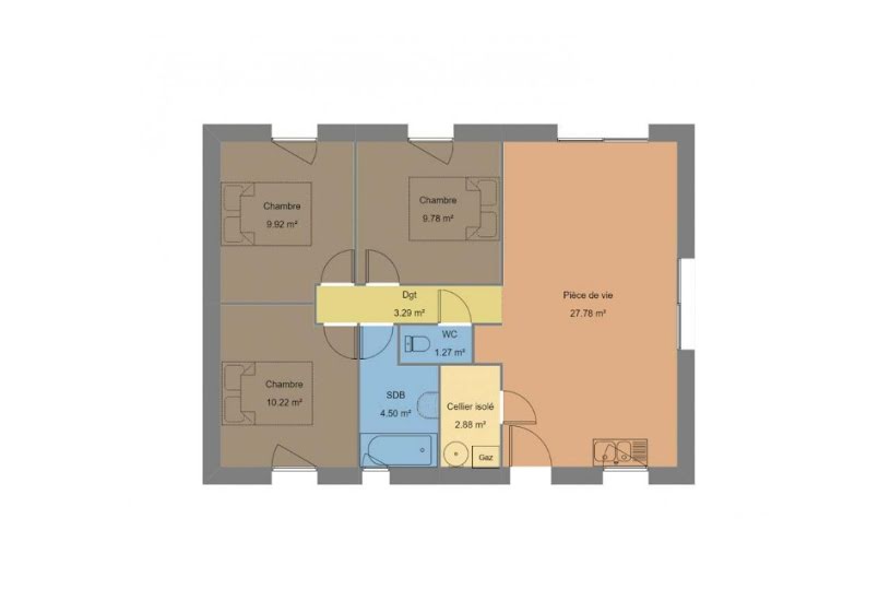  Vente Terrain + Maison - Terrain : 343m² - Maison : 69m² à Lanvallay (22100) 