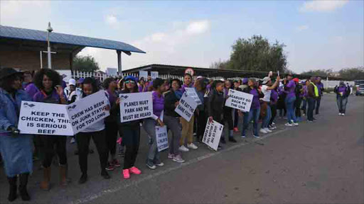 The South African Cabin Crew Association on strike. Picture: Jan Bornman