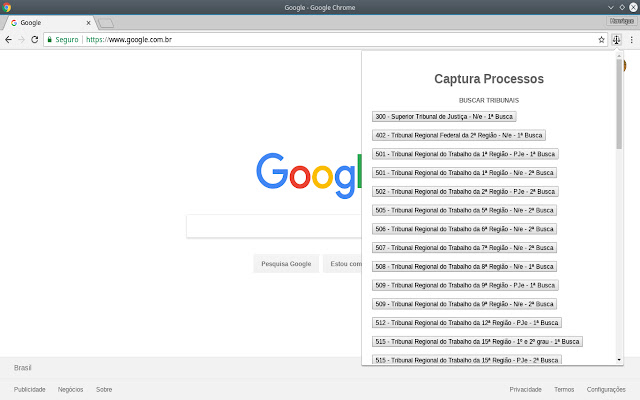 Captura Tribunal chrome extension