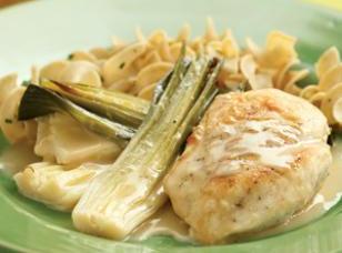 Chicken with Creamy-Dreamy Braised Leeks