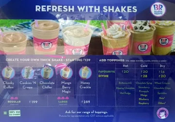 Baskin Robbins menu 