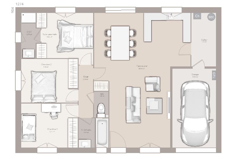  Vente Terrain + Maison - Terrain : 750m² - Maison : 84m² à Bellegarde-en-Forez (42210) 