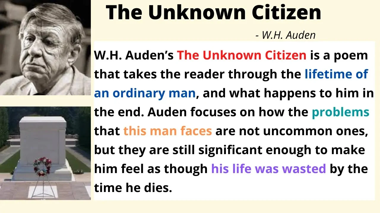 Summary of the Poem The Unknown Citizen by W. H. Auden