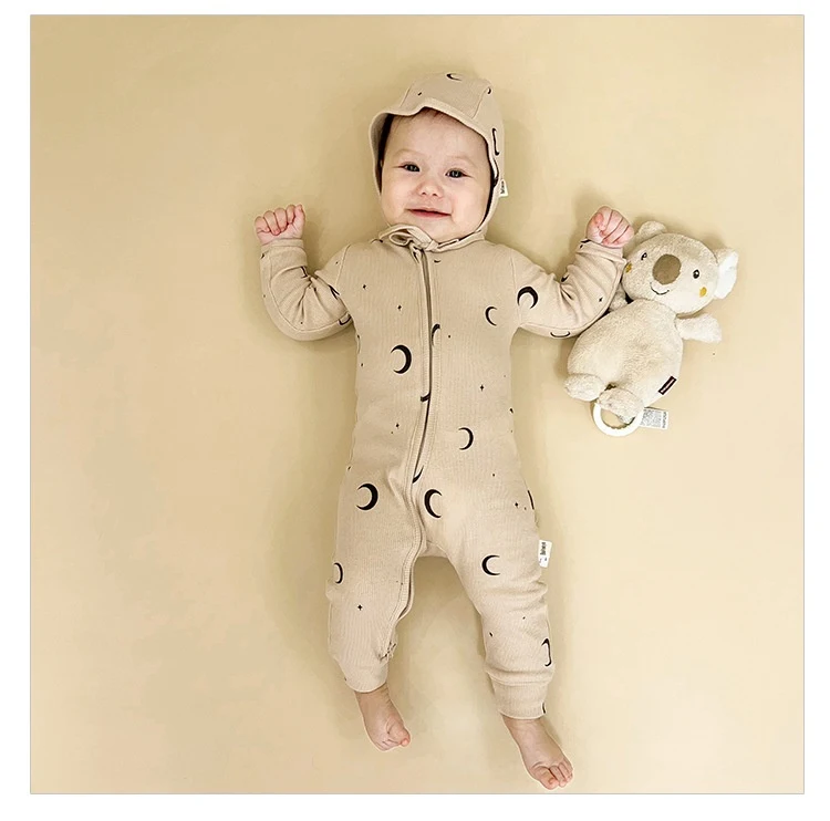 Barboteuse bébé européenne et américaine, coton manches longues, vêtements enveloppants pour le bas, confort et douceur pour bébé.