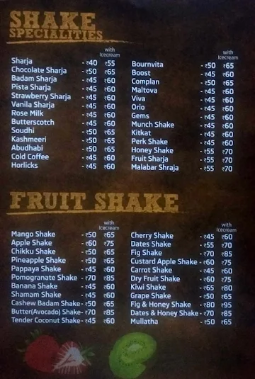 Juice Hut menu 