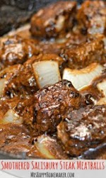 Smothered Salisbury Steak Meatballs was pinched from <a href="http://www.mrshappyhomemaker.com/2015/01/smothered-salisbury-steak-meatballs/" target="_blank">www.mrshappyhomemaker.com.</a>