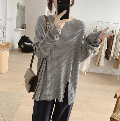 Title 3, Split Pullover Long Sleeve Cashmere Sweater