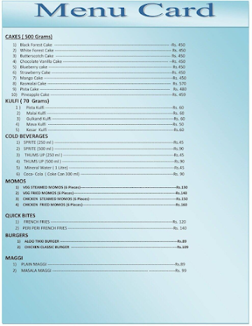 Cafe Sassy menu 