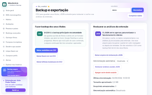 Meu Acervo — Análises e Backup screenshot 4