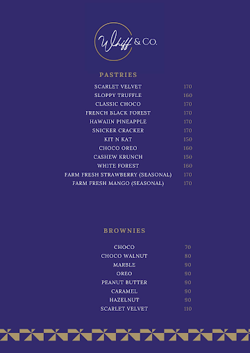 Whiff And Co Bakers menu 