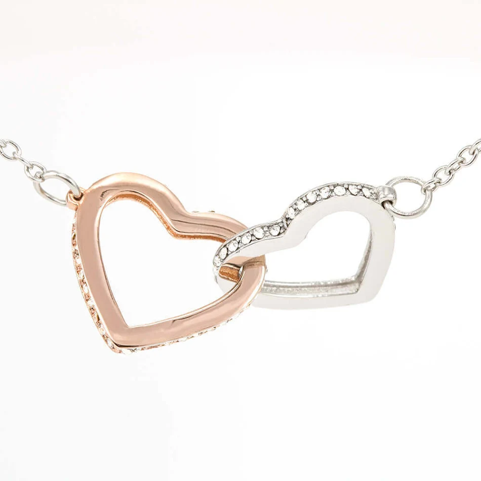 Colar Duplo Coração Personalizado Design Bicolor Pêssego Presente Romântico Joia Feminina Única Amor Eterno para Ela