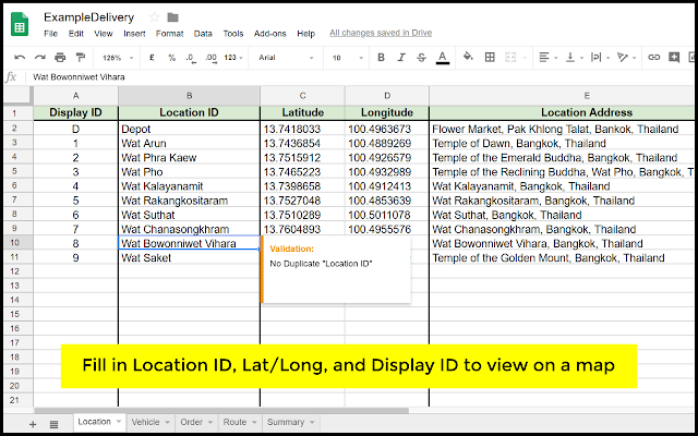 Screenshot of Vehicle Routing